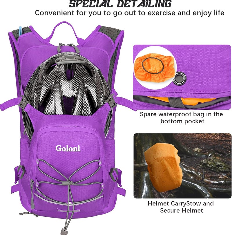 Goloni Hydration Backpack,Lightweight Hiking Backpack with 2L Water Bladder,Water Backpack for Biking, Running, Festival - Image 4